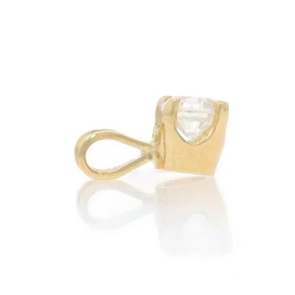 Yellow Gold Diamond Solitaire Pendant - 14k Round Brilliant .26ct